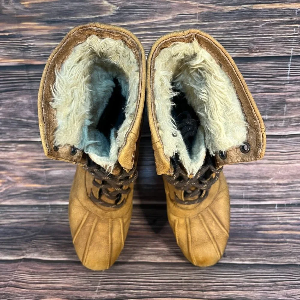 Merrell‎ Chateau Mid Lace Brown Leather Snow Heeled Boots